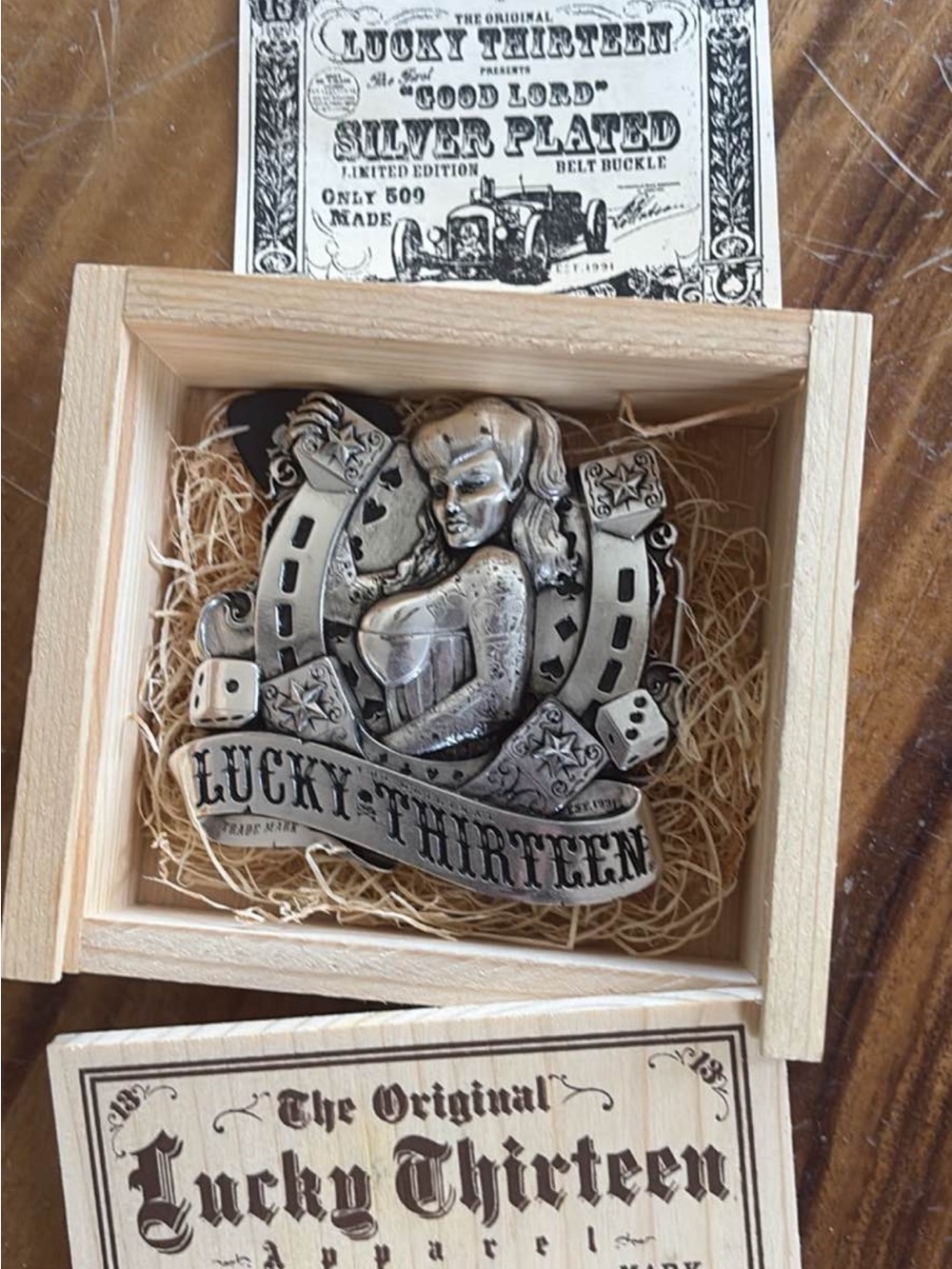LUCKY THIRTEEN “Good Ford” Limited Edition silver Plated Belt Buckle